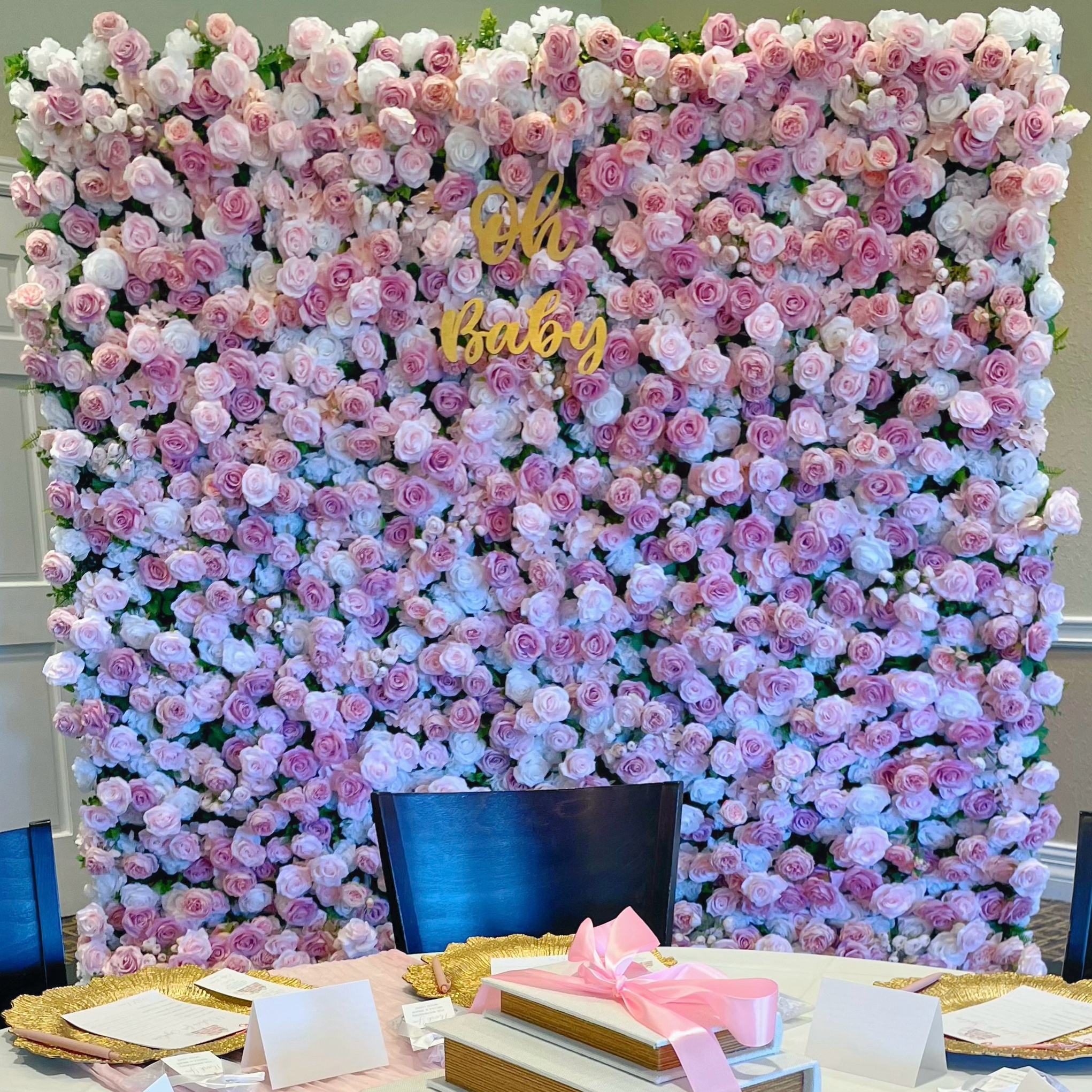 Pink Rose Flower Wall - Aurora Flower Wall Tampa FL